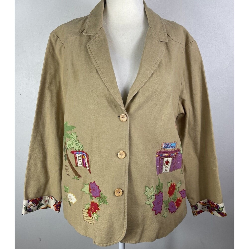 Hearts of Palm Women’s Jacket Blazer 14 Embroidered Cottagecore Novelty Artsy